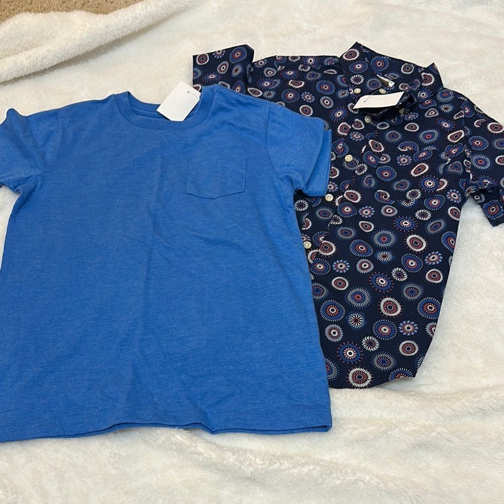NWT Crewcuts Button Down and Pocket T-Shirt size 8